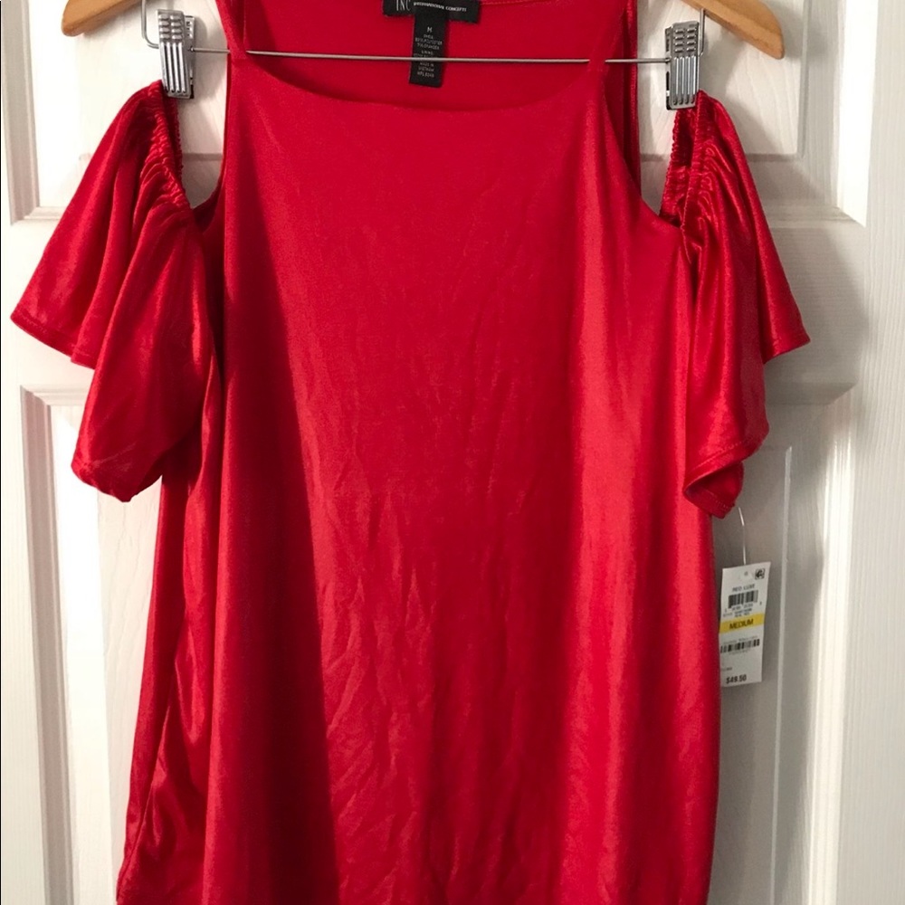 New- INC International Concepts Red Off The Shoulder Women’s Blouse